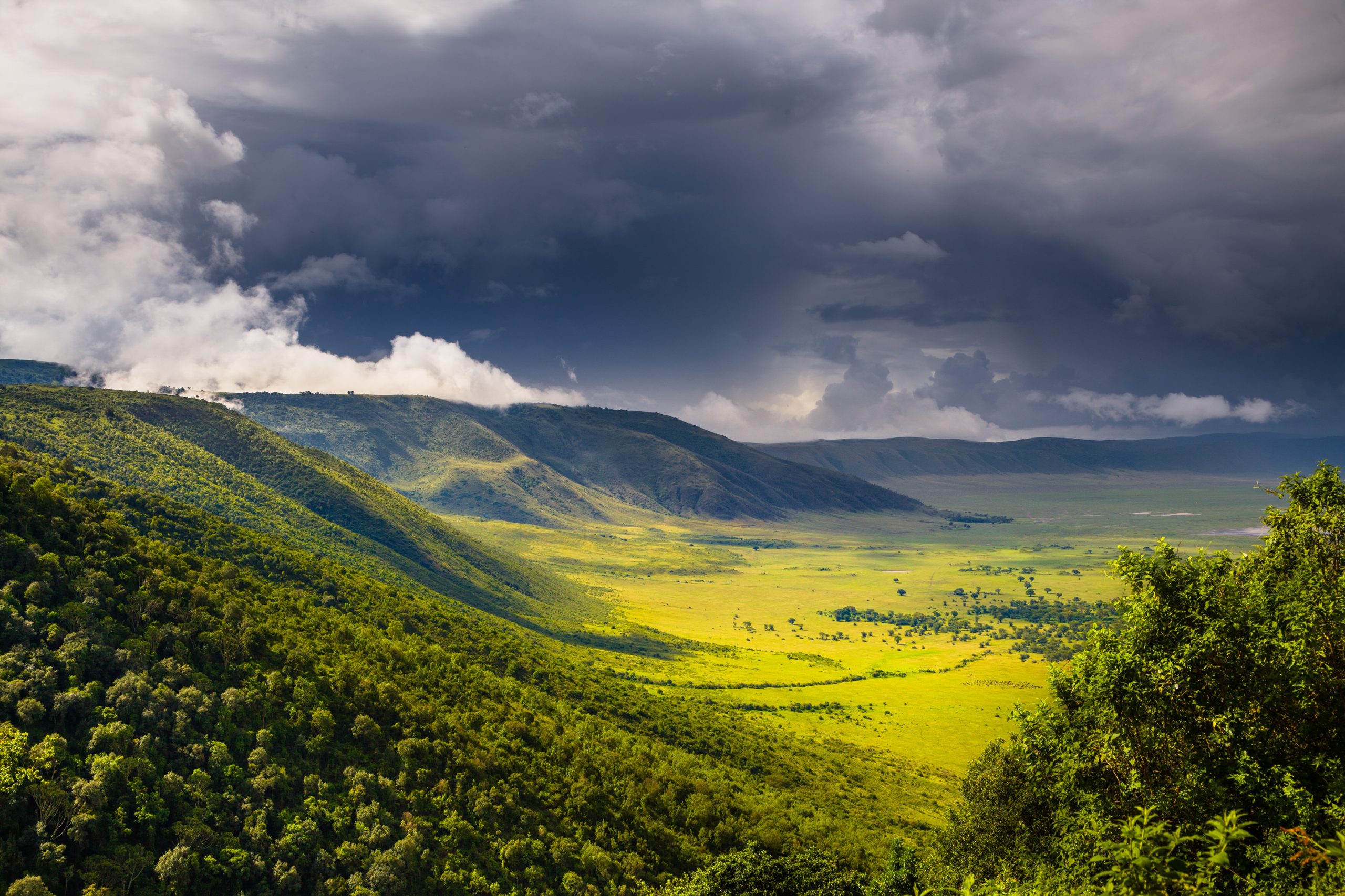 Traveler overlooking Tanzanian landscape